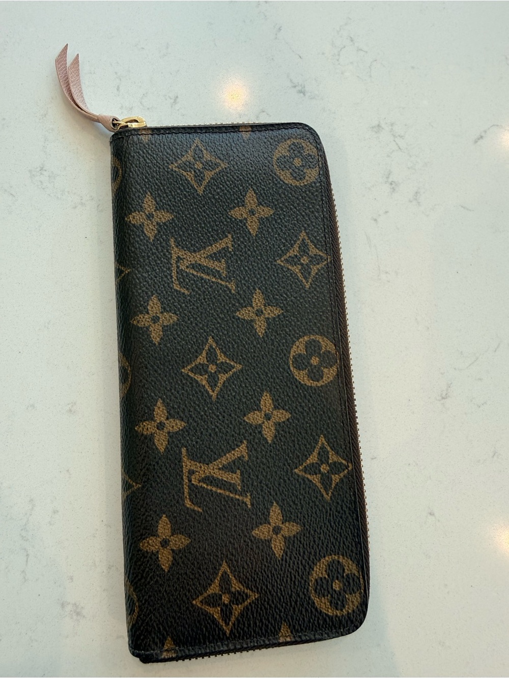 Louis Vuitton Monogram Clemence Zip Around Wallet in Rose Ballerine
